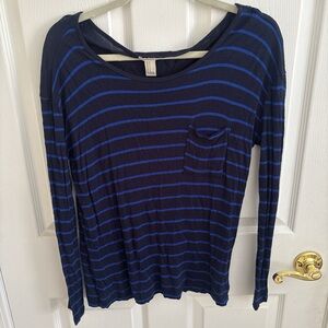 Forever 21 Black and Blue Striped Tee